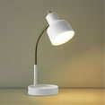 Mainstays LED Desk Lamp with CatchAll Base & AC Outlet, Matte White