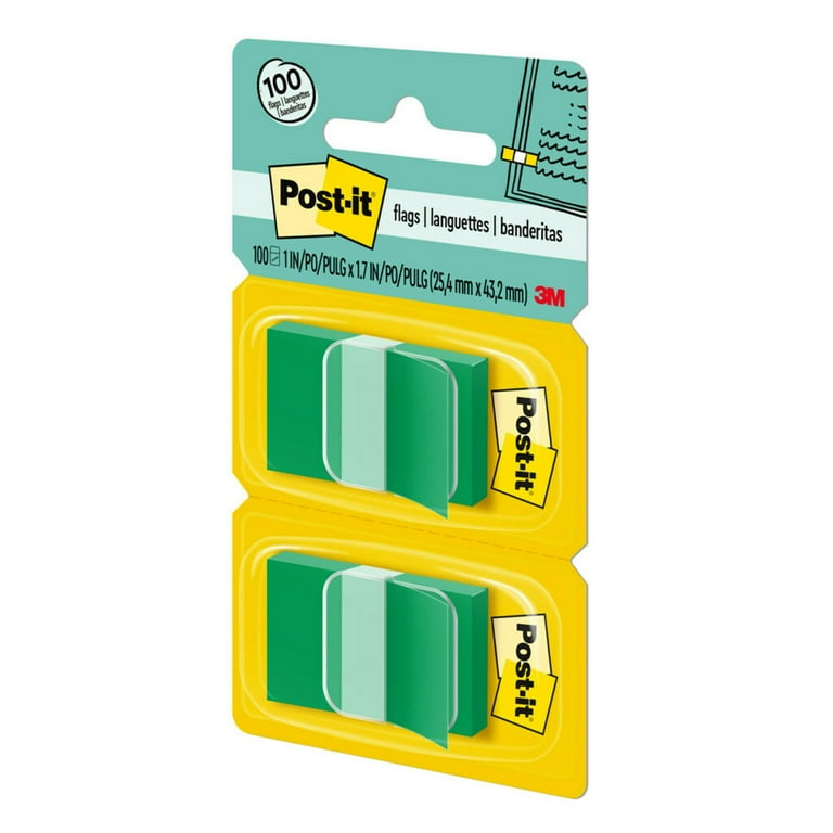 Post-it Sticky Index Office Note Dispenser, Green Flags, 1