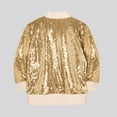 thumbnail image 5 of eczipvz Girls' Sequin Bomber Jacket with Pockets Lightweight Sparkle Long Sleeve Zipper Gradient Jackets for Kid (Yellow,2 Years), 5 of 5