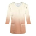thumbnail image 4 of Xfvqtps Scrub Tops for Women Gradient Soft V-Neck 3/4 Sleeve Scrubs Comfortable Nursing Uniforms New Fashion Casual Printed T-shirt Nursing Clothes Top Working Uniforms with Pockets Khaki, 4 of 5