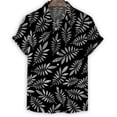 thumbnail image 4 of Camisa negra con estampado 3D de plantas para hombre, camisas hawaianas de manga corta con solapa de verano, blusa holgada con botones de estilo callejero de Harajuku, ropa para hombre, 4 of 5