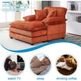 thumbnail image 4 of Tabaray 56.3" Convertible Sectional Sofa w Extra Deep Seats, Modern Corduroy Single Sofa Couch w 2 Toss Pillows & Ottoman, Modular Upholstered Sleeper Daybed for Living Room Apartment Office (Orange), 4 of 7