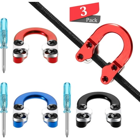 AME 3 Sets Archery D Loop Compound Bow Metal D Loop Metal D Ring Buckle Release Nocking Loop with Screwdrivers for Hunting Accessories
