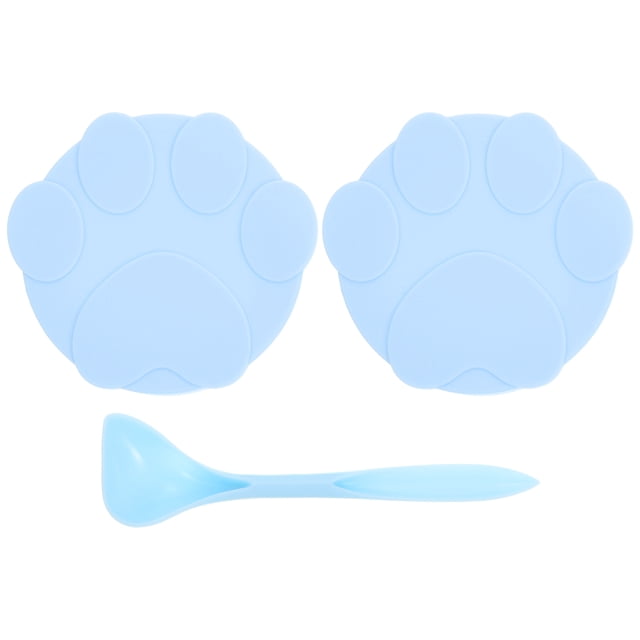 WRISTBIQUE 1Set Flexible Silicone Cat Food Cover with Replaceable Spoon for Food Storage