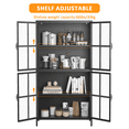 thumbnail image 7 of 63" H Storage Pantry Buffet Cabinet Premium Black Metal Accent Chest with Tempered Glass Doors Adjustable Shelves Anti-Tipping Device for Living Room Bedroom Kitchen Office, 7 of 7