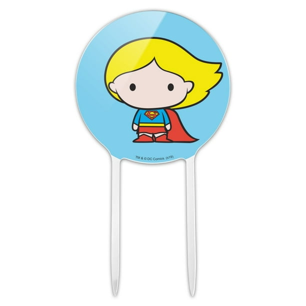 Acrylic Superman Supergirl Cute Chibi Character Cake Topper Party  Decoration for Wedding Anniversary Birthday Graduation 