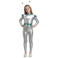 thumbnail image 2 of HCNTES Kids Space Man Alien Boys Girls Full Metallic Alien Jumpsuit Fancy Dress Up(9-10 Years,S7-White), 2 of 6
