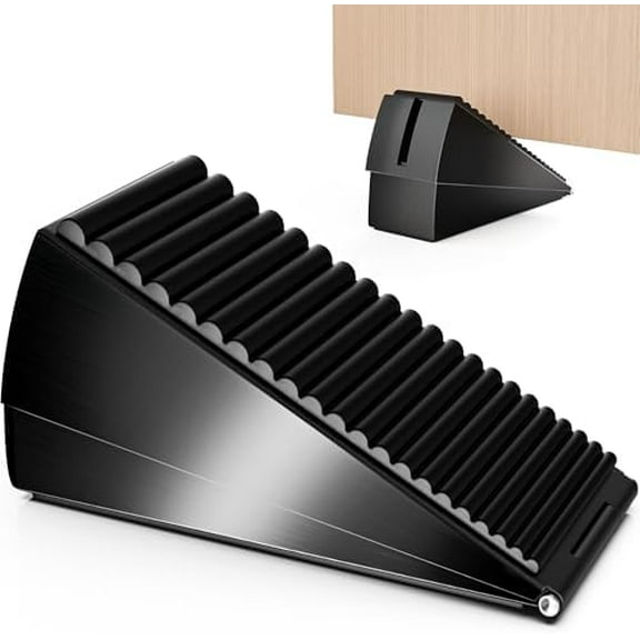 Heavy Duty Door Stopper, Stainless Steel Adjustable Spring Large Door Stopper, 3 Inches High Tall Wedge Stopper for Bottom of Door