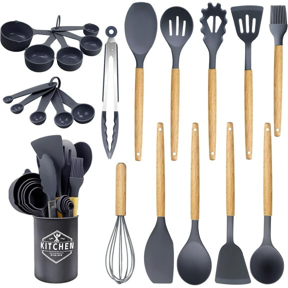 22 Pcs Silicone Kitchen Cooking Utensils Set, 446°F Heat Resistant Non-Stick Silicone Spatula Sets,Spoon,Kitchen Utensil Gadgets Tools Set Kitchen Gadgets for Cookware,Dishwasher Safe BPA Free