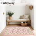 thumbnail image 3 of ODIKA 6'x9' Machine Washable Non-Slip Area Rug, Elegant Vine Hearts with Ornate Lace and Filigree Details High Traffic Rug with Pad, Pink, 741079, 3 of 8