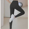 thumbnail image 5 of Pantalones de yoga acanalados Cintura alta Estiramiento Gimnasio Fitness Leggings Deportes sin costuras para mujer Correr Color sólido Control de barriga Leggings de entrenamiento, 5 of 5