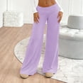 thumbnail image 4 of Womens Sweatpants Fold Over Cotton Flare Soft Yoga Workout Casual Wide Leg Sweatpants Women Light Violet M, 4 of 7
