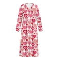 thumbnail image 4 of Xoenoiee Heart Love Leopard Stripe Print Nightgowns for Women Valentine's Day Long Sleeve Soft Long Warm Nightdress Night Gown Ladies Nightdress Plus Size, XL, 4 of 7