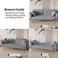 thumbnail image 3 of Aukfa Velvet Futon Convertible Sofa Bed for Home Office, 2 Pillows, Upgraded Metal Base, Gray, 3 of 10