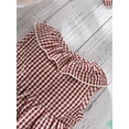 thumbnail image 6 of Mikrdoo Newborn Baby Girls Clothes Lotus Leaf Collar Plaid Pattern Sleeveless Dress With Headband 2Pcs Summer Set Red 3-6 Months, 6 of 8