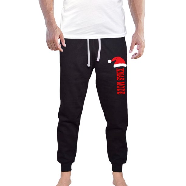 Men S Santa Hat Xmas Mode V627 Black Fleece Gym Jogger Sweatpants 2x Large Black Walmart Com Walmart Com