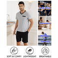 thumbnail image 5 of Short Sleeve Pajama Sets for Men 2 Piece Mens Short Pajamas Sets with Pockets Soft Comfy Mens Summer Sleepwear Set, S-XXL, 5 of 9