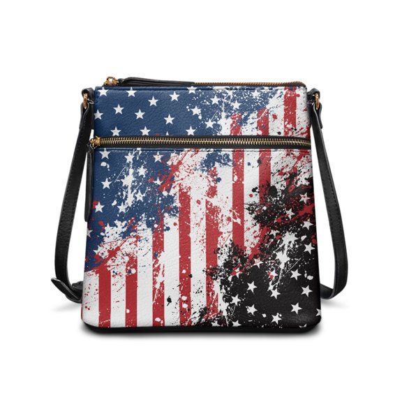 HELLHERO Waterproof Design Shoulder Purse for Travel Weekend Getaways, Spacious Lightweight Satchel Bag, American flag