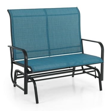 Alpha Joy Outdoor Patio Glider Bench 47" Rocking Chair for 2 Person - Blue