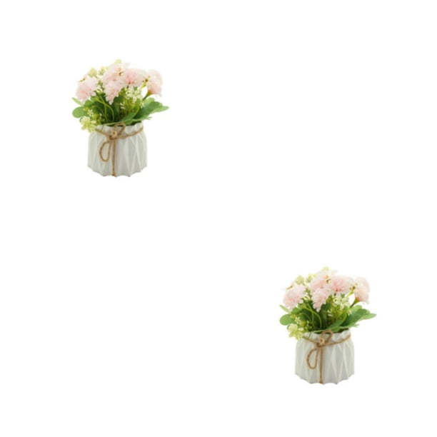 Bewildely Flores artificiales Arreglos de flores de seda Plantas falsas en maceta Bonsái realista para Sala de estar Oficina Decoración Tipo 1 2Conjunto
