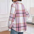 thumbnail image 6 of Womens Flannel Plaid Shacket Jacket Fleece Sherpa Lined Button Down Tartan Trench with Pocket Fashion Coat, 6 of 6