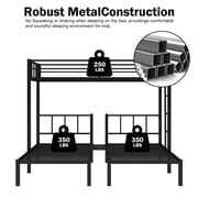 Triple Bunk Bed for 3, Twin Over Twin&Twin Metal Bunk Bed Frame Built-in Table, 3 Bunk Beds Can be Divided into 3 Separate Beds for Bedroom,Black