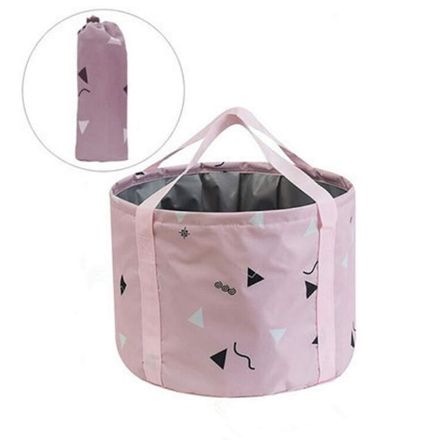 Lavabo de baño plegable de 24 litros para pies grandes, spa portátil para pies, bañera de remojo, cubo de agua plegable para viajes, camping, color rosa