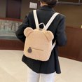 thumbnail image 4 of School Backpack for Teens Fuzzy Bear Ear Design Backpack Large Capacity Plush Bag Zipper Pouch Adjustable Travel Daypack, 4 of 7