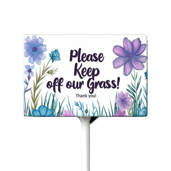 Eveokoki Please Keep Off Our Grass Sign, 12" x8" Stay Off Grass Aluminum Signs with Metal Stakes,UV Protected,Weatherproof,Fade Resistant,Easy to Mount