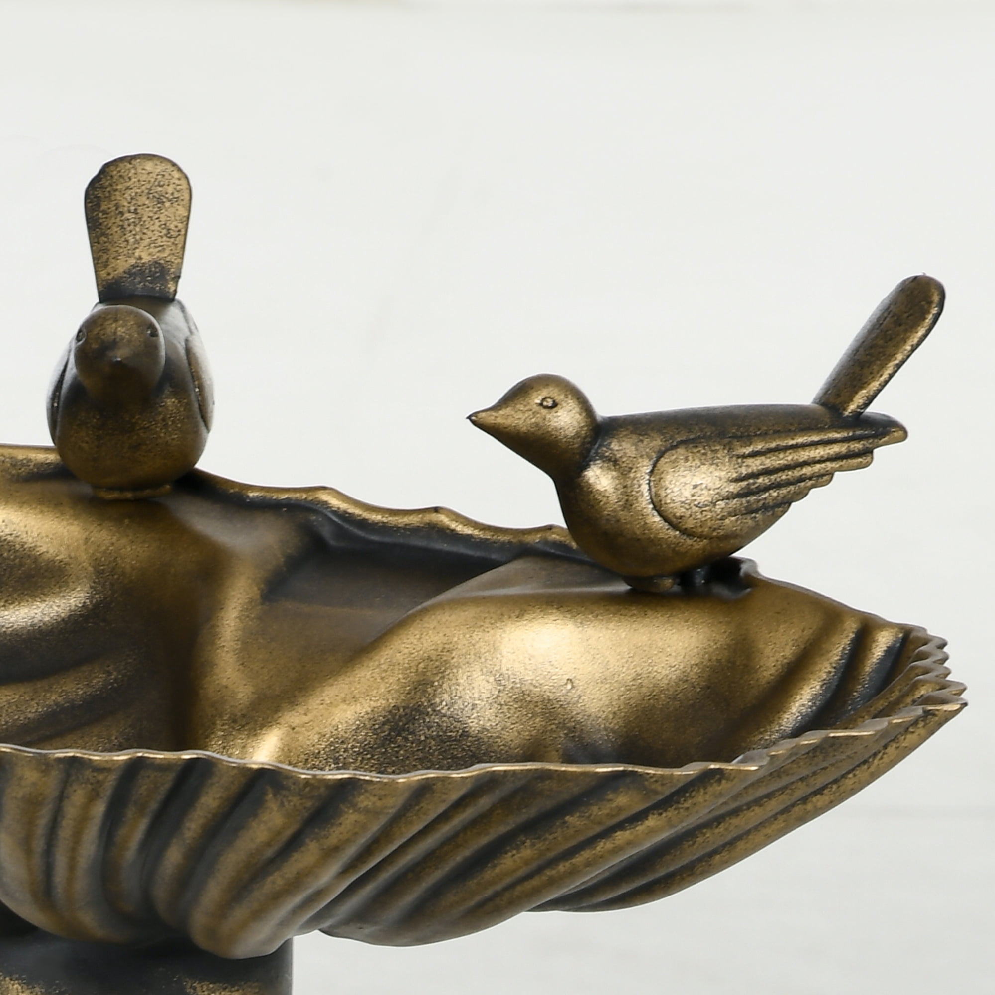 DUOSONG Outsunny 32" Antique Bird Bath With Pedestal Flower Planter Base, Vintage Style Decorative Birdbath, Bird Feeder Bowl & Planter Decoration Yard Statue, Bronze Bronze Polypropylene Other
