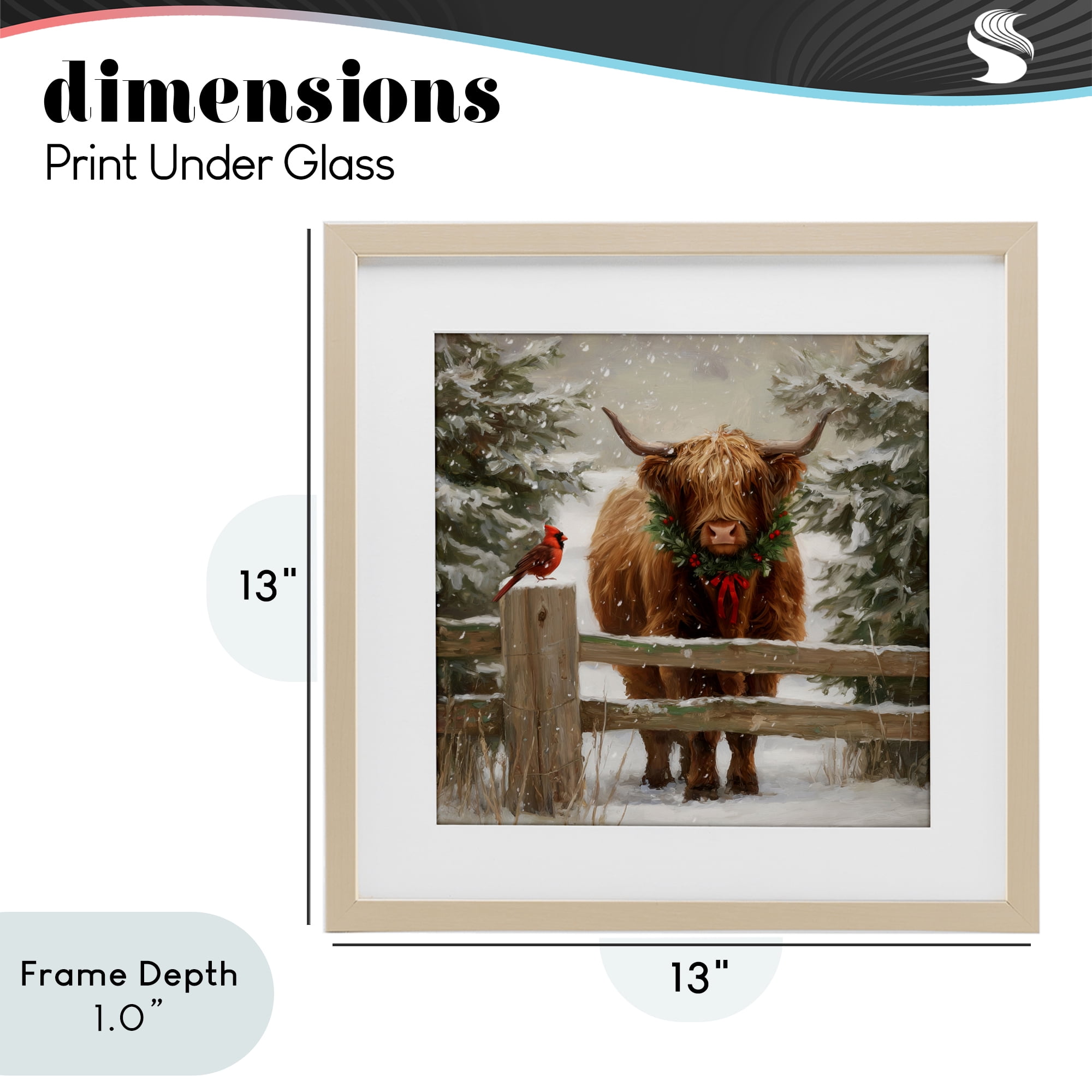 Stupell Industries Christmas Cow & Cardinal Birch Framed Print Under Glass, design by Tina LeCour