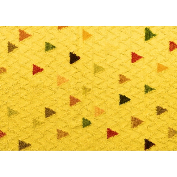 Ahgly Company Machine Washable Indoor Rectangle Solid Yellow Modern Area Rugs, 3' x 5'