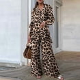 thumbnail image 2 of Plus Size Leopard Print Loungewear Womens 2024 Fashion Pajamas Set Wide Leg Pants and Shirts 2pc Sets Oversized Streetwear, 2 of 6