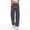 Dark Gray women wide leg cargo pants a1, variant on Women Loose Wide Leg Pants with Pockets Casual Elastic Waist Long Cargo Trousers Travel Lounge Beachwear for Summer, Dark Gray M