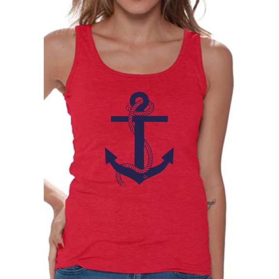 Awkward Styles Anchor Tank Top for Ladies Marine Themed Party Cute Gifts for Wife Anchor Clothes for Mom Anchor Tank Top for Women Sea Tank Top for Girls Sea Lovers Gifts Anchor T Shirts
