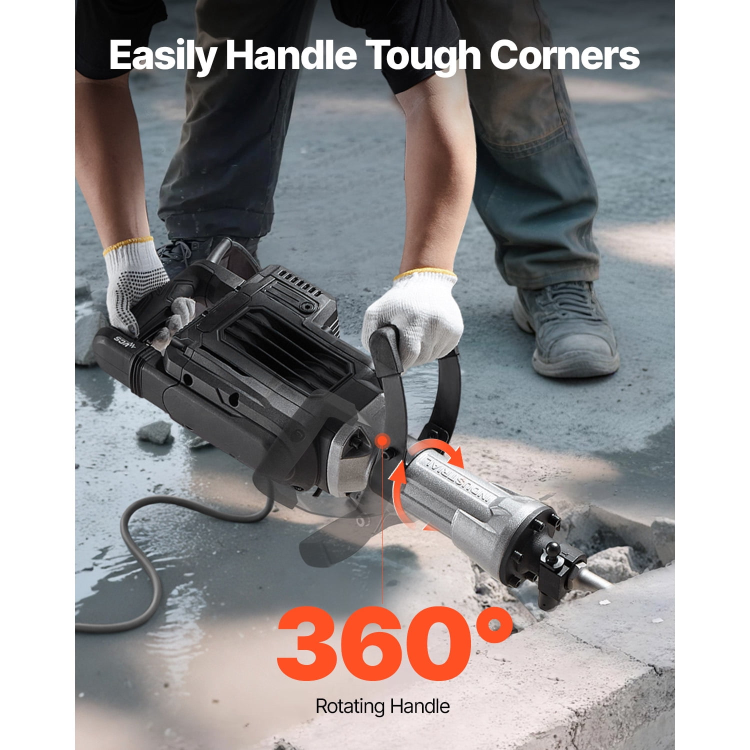 KFFKFF Electric Demolition Jack Hammer 3000W Aluminum Alloy Housing Alloy Steel Point Chisel