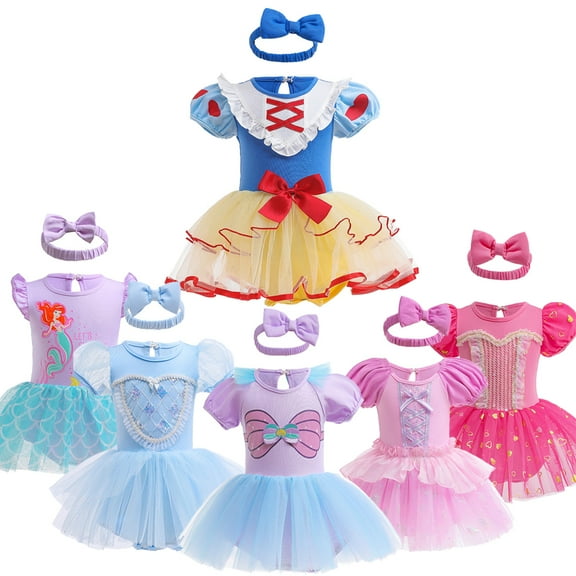 Emy Dola Newborn Baby Girls Cartoon Romper Dress With Headband 2Pcs Infant Fairy Princess Tutu Dresses Baby Birthday Party Tulle Fancy Dressy