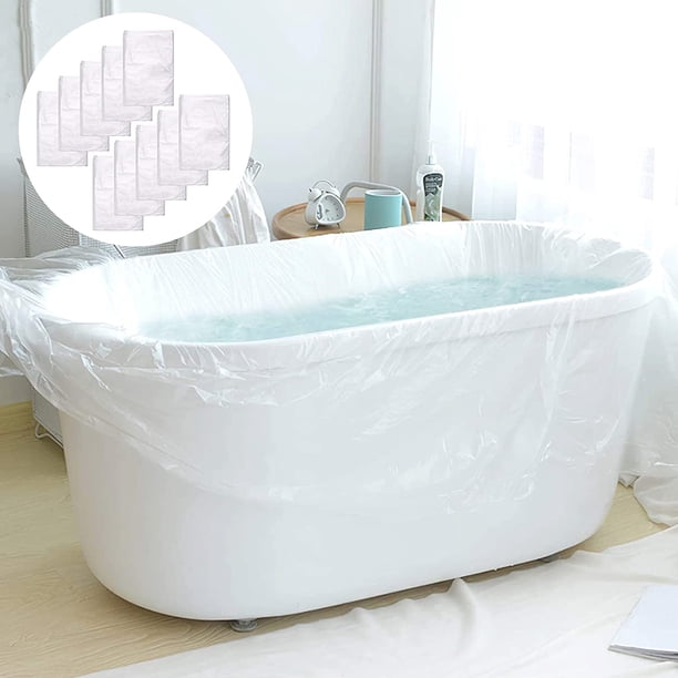 10 Piezas de Revestimiento Desechable para Bañera, Bolsa de Baño Desechable Portátil - Película Gruesa Ultra Grande y Revestimiento de Cubierta, para Bañeras, Viajes, Hogar