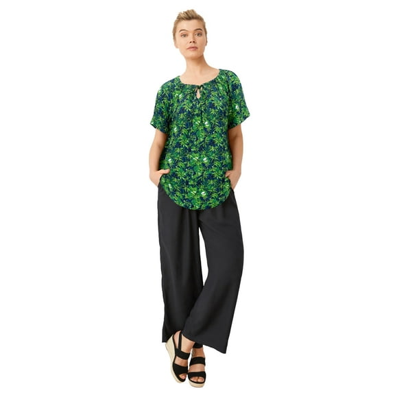 ellos Plus Size Keyhole Peasant Blouse