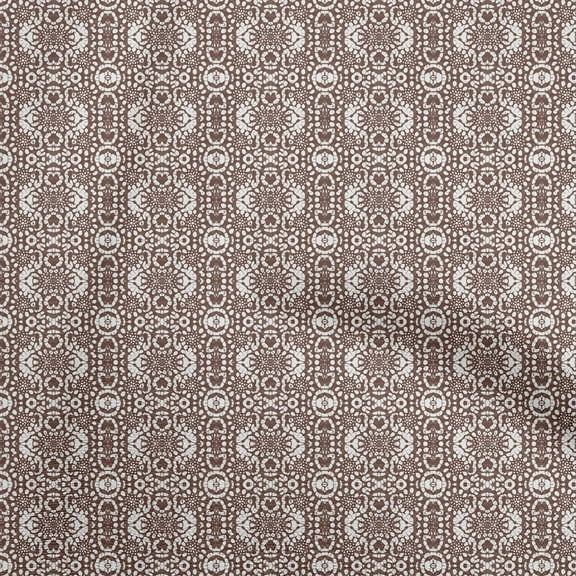 oneOone Polyester Spandex Brown Fabric Aian Batik Sewing Material Print Fabric By The Yard 56 Inch Wide