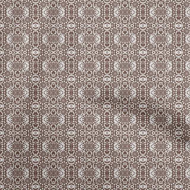 oneOone Polyester Spandex Brown Fabric Aian Batik Sewing Material Print Fabric By The Yard 56 Inch Wide