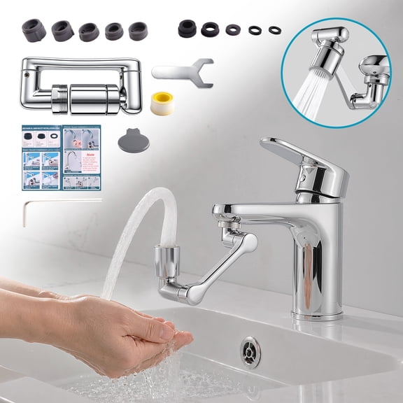punada Faucet Extender, 1440° Swivel Faucet Aerator with 2 Flow Modes, Rotatable Multifunctional Sink and Kitchen Spray Attachment, Universal U-Shaped Faucet Extender for Bathroom and Kitchen Use