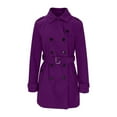 thumbnail image 5 of Htigea Clearance Womens Double Breasted Long Trench Coats Mid-Length Belted Overcoat Dress Jacket with Pockets Today Sales Purple,XXXL, 5 of 6
