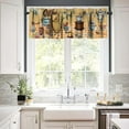 thumbnail image 4 of Coffee Kitchen Valances for Windows,Orange Vintage Plaid Coffee Theme Ambiance Farmhouse Style Print Window Treatment Valance Rod Pocket Short Curtain for Living Room Cafe Office 54x18inch, 4 of 6