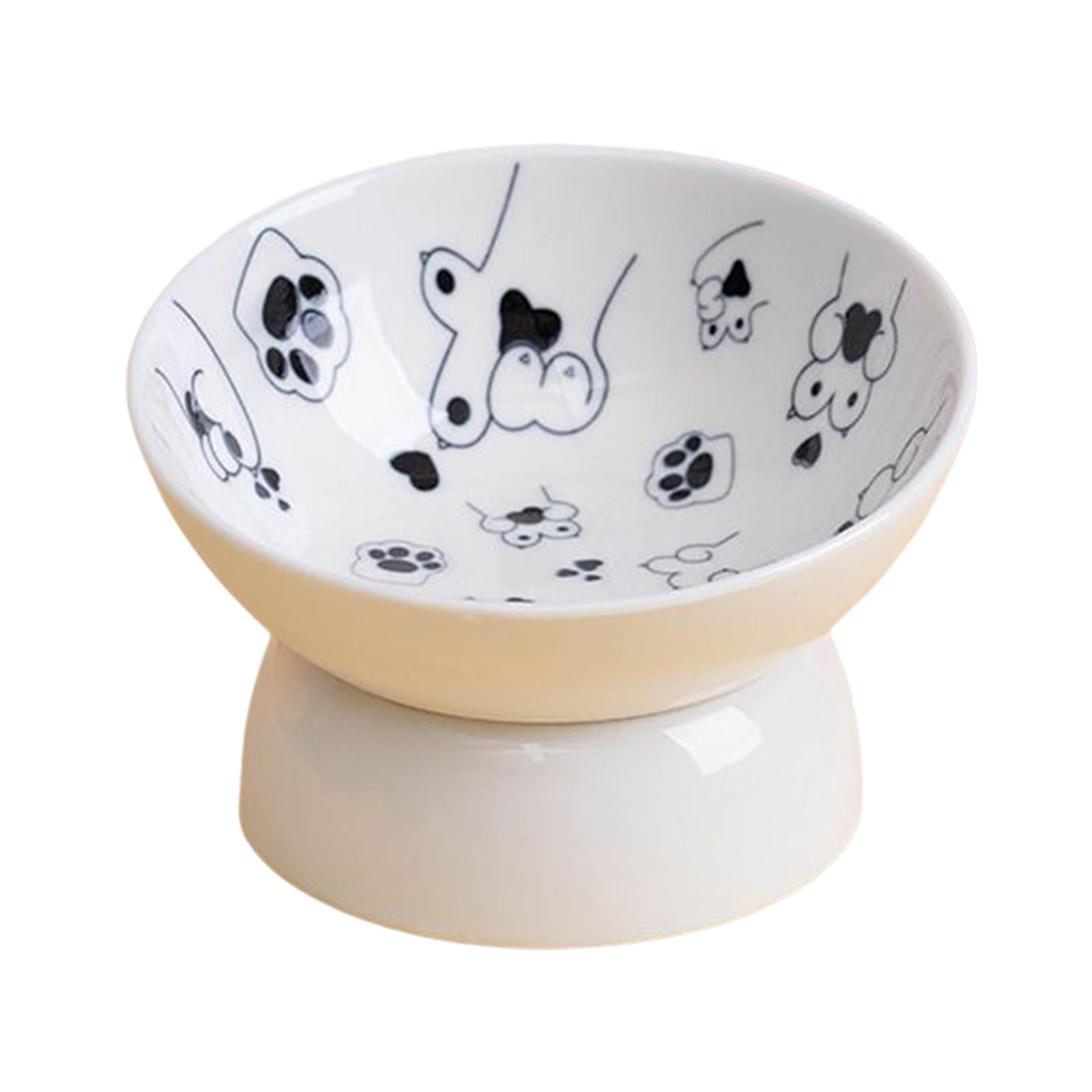 Fzaqwen Ceramic Raised Pet Feeder Elevated Cat Bowl Water Drinking Bowl Pet Feeding Bowl Black