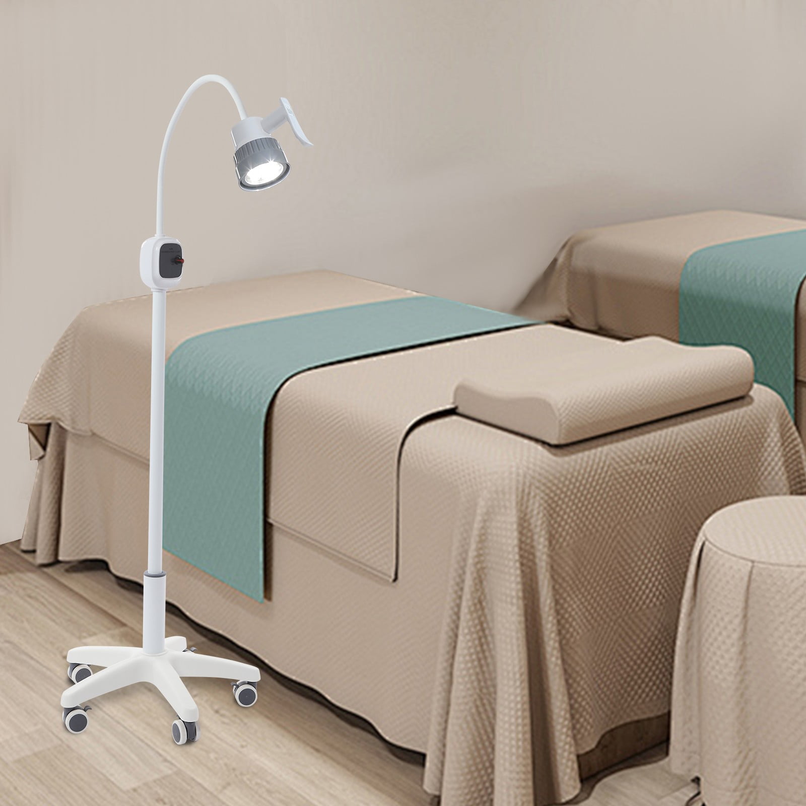 White ABS Five-Pin Oral Cavity Auxiliary Lighting Lamp With Adjustable Light And Cold Light Led Mobile Lighting Table Lamp For Diagnosis And Treatment.