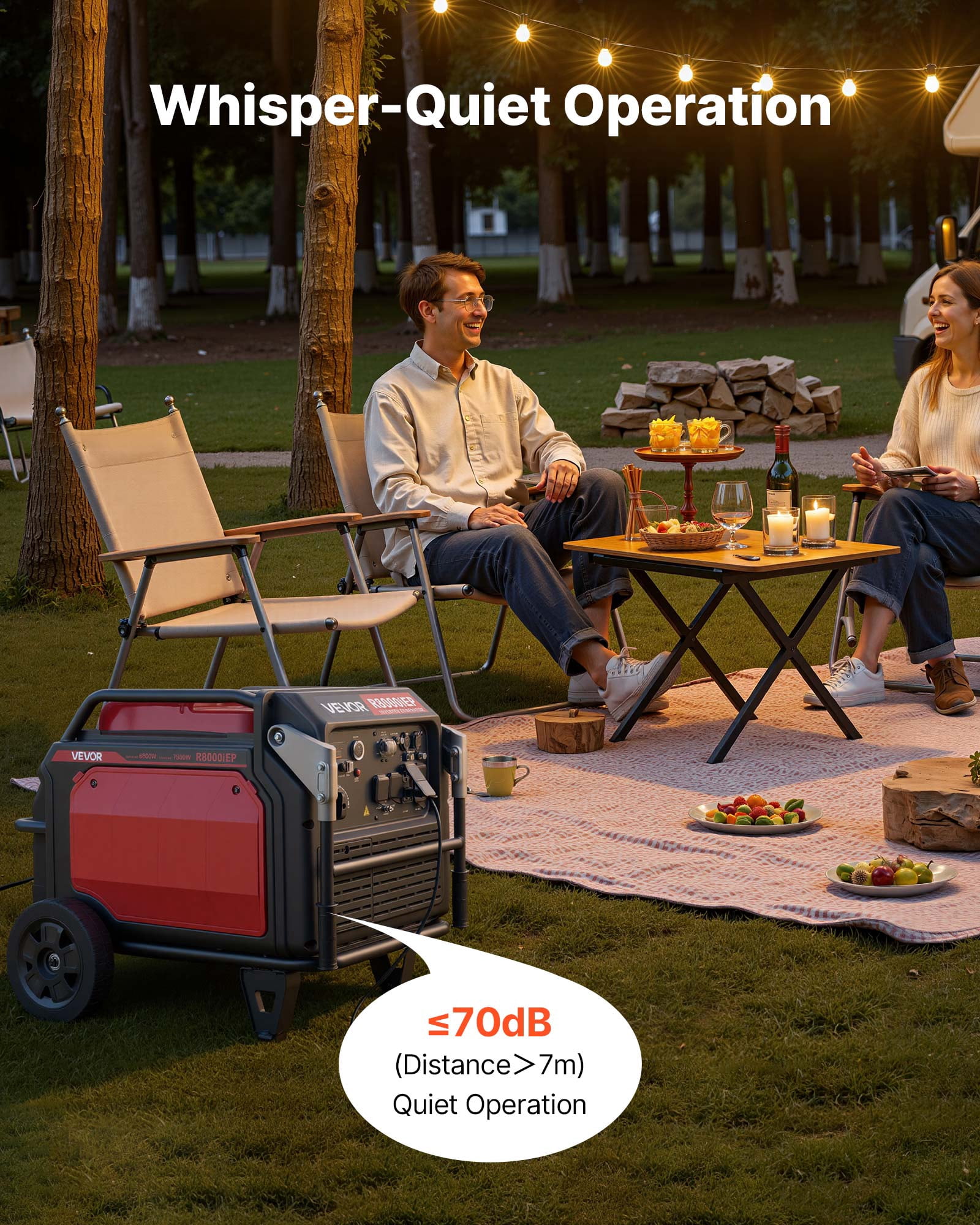 VEVOR Inverter Generator, 10000W Peak Watt 6800W Operating Watt,Quiet Inverter Generator, Remote Start Inverters Generators for Home Outdoor, Gas Powered, Stable Power, CO Sensor, RV Ready 1A &2.1A O