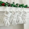 thumbnail image 4 of Pnellth 1Pc Christmas White Stocking Letter Embroidery Knitted Handmade Reusable Xmas Tree Hanging Gift Bag Stocking Pendant Party Holiday Decoration Supplies, 4 of 8
