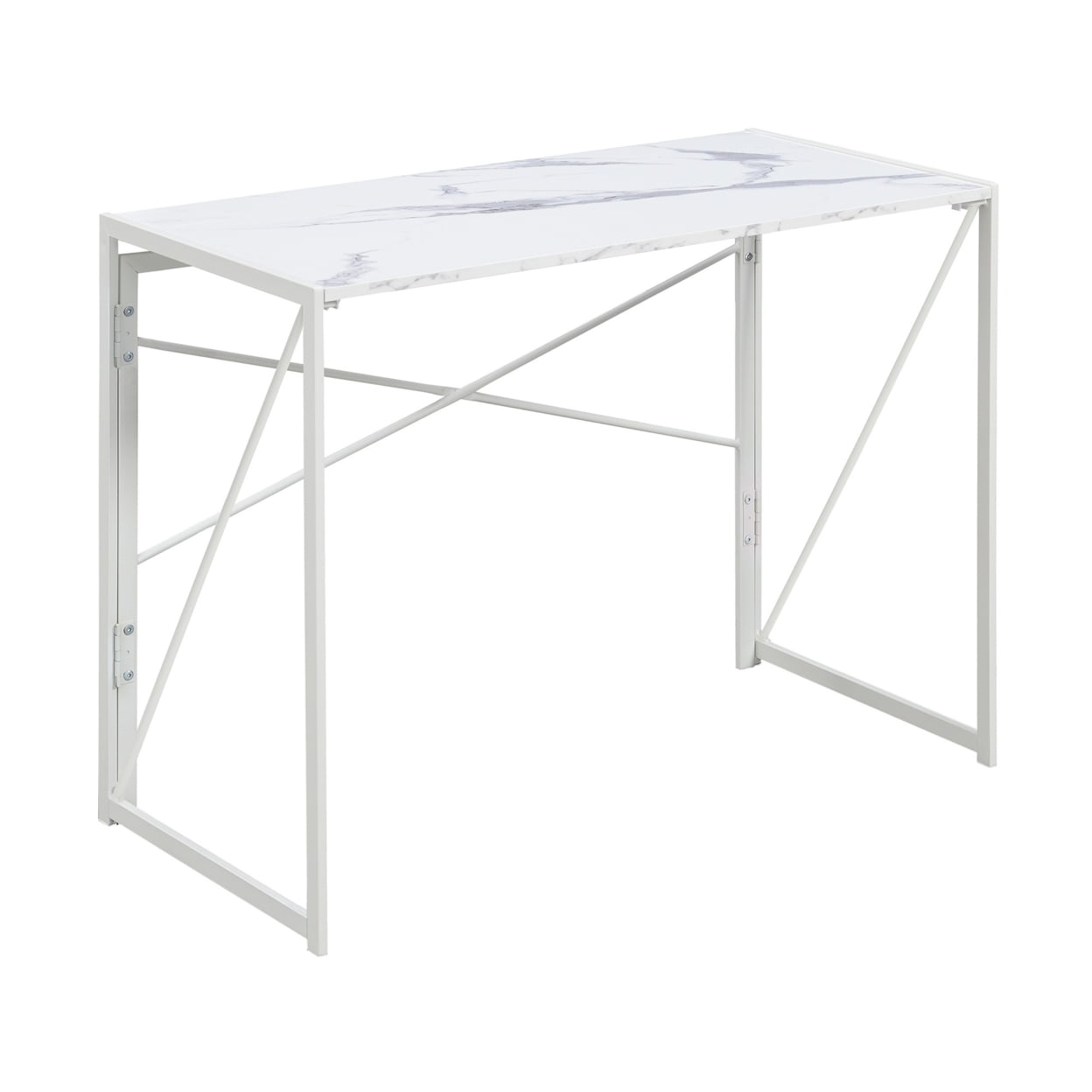 Xtra Folding Desk, White Marble, White