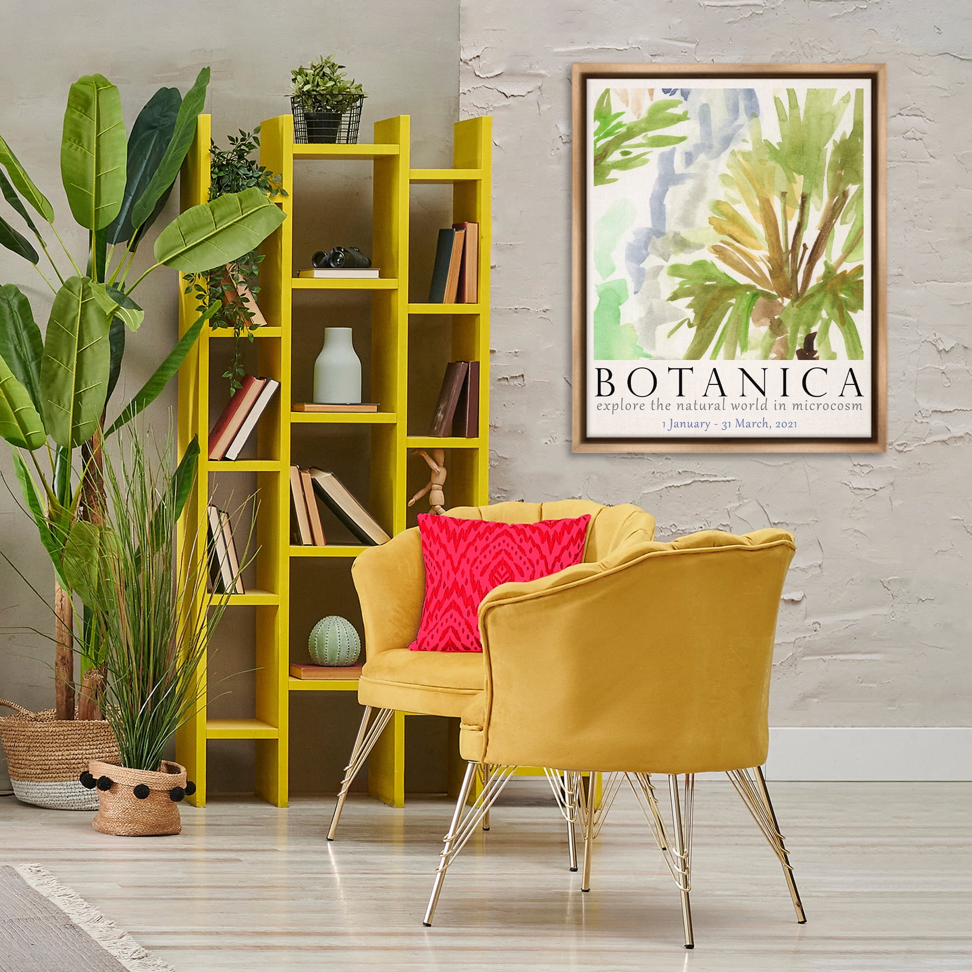Stupell Industries Botanica Museum Poster Plants & Flowers Painting Brown Floater Framed Canvas Art Print Wall Art, 25 x 31